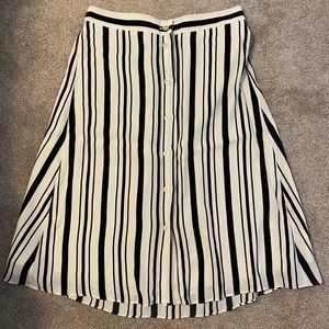 NWOT LOFT Black and White Striped Midi Skirt